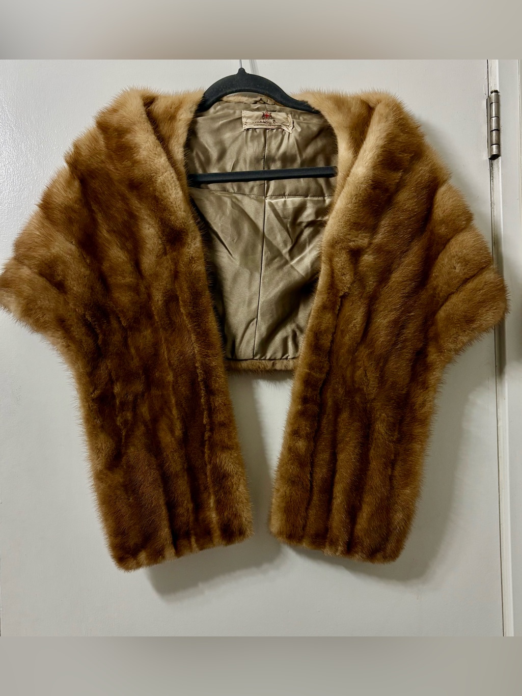 Hudson’s Bay Company Tan Mink Shawl Cape